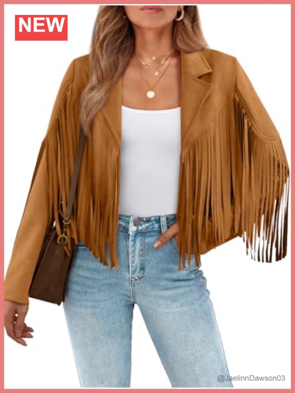 Women's Cropped Faux Suede Fringe Moto Jacket